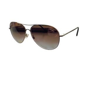 CHANEL PILOT SUNGLASSES Titanium & Calfskin Gold. Lenses: Brown, Gradient
